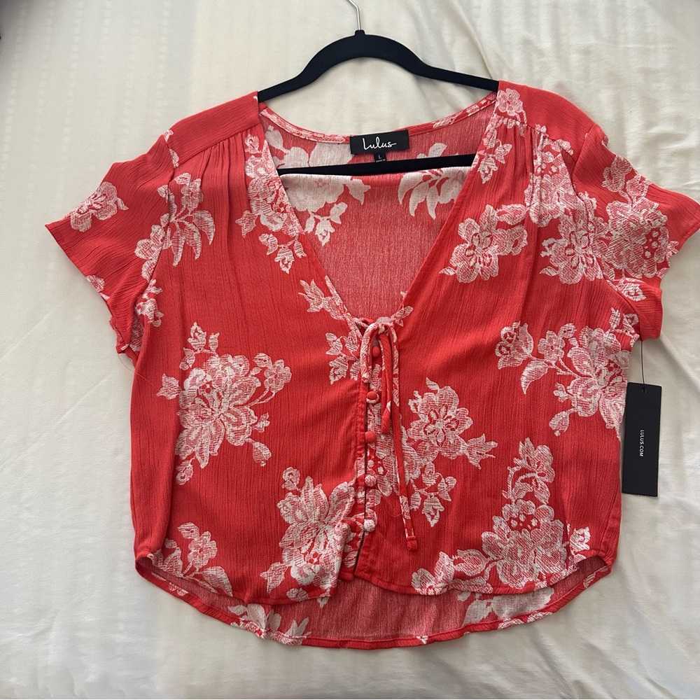 Lulu's | Red Floral Women's Top | Size Large